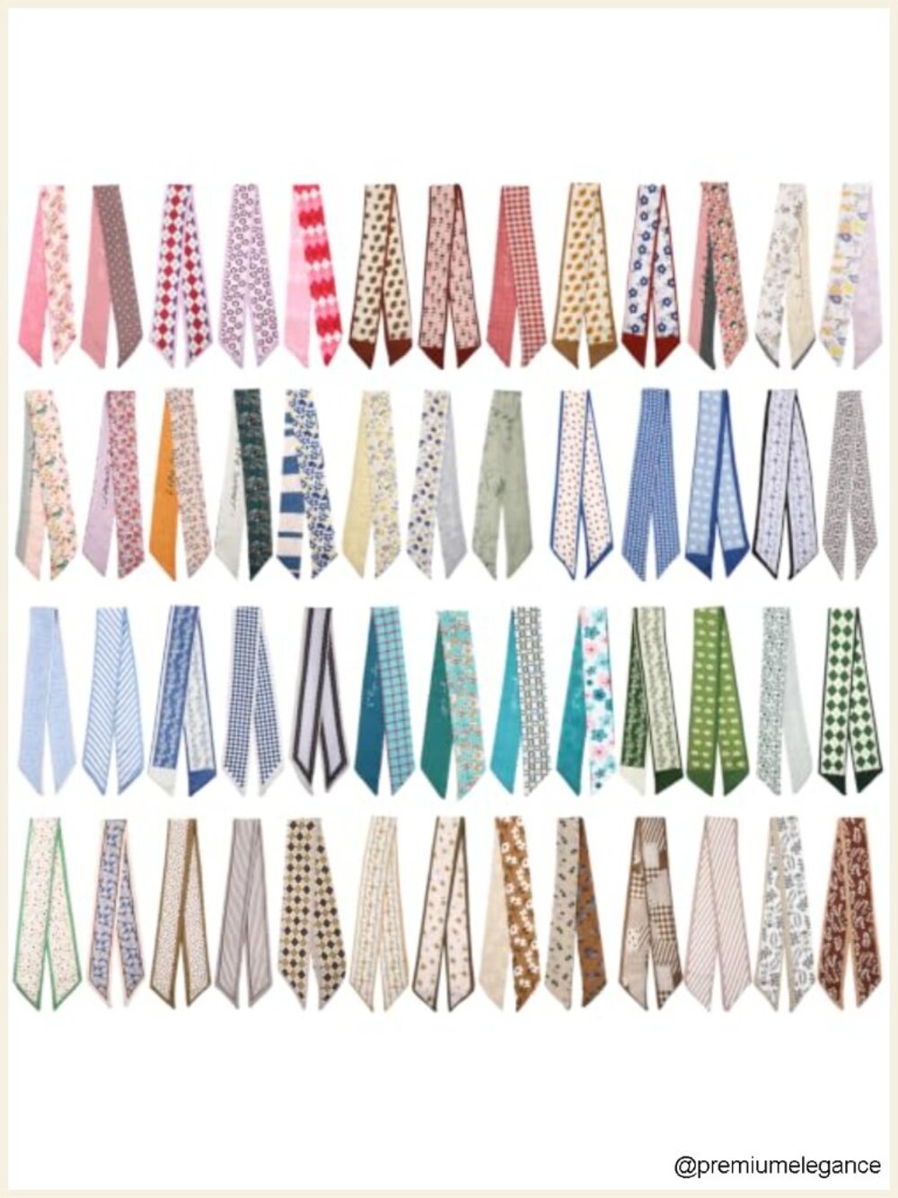 Set of 52 Multifunctional Satin Polyester Fashion Scarves for Women
